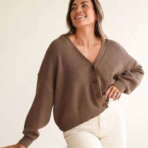 Carly Jean Los Angeles Deep Olive Cardigan